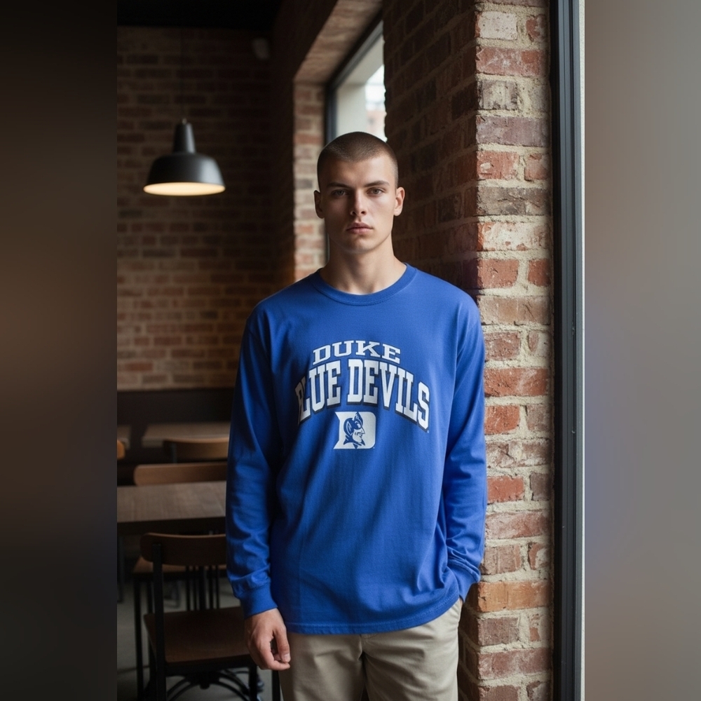 Vtg Duke Blue Devils Size Large Long Sleeve Team Gear